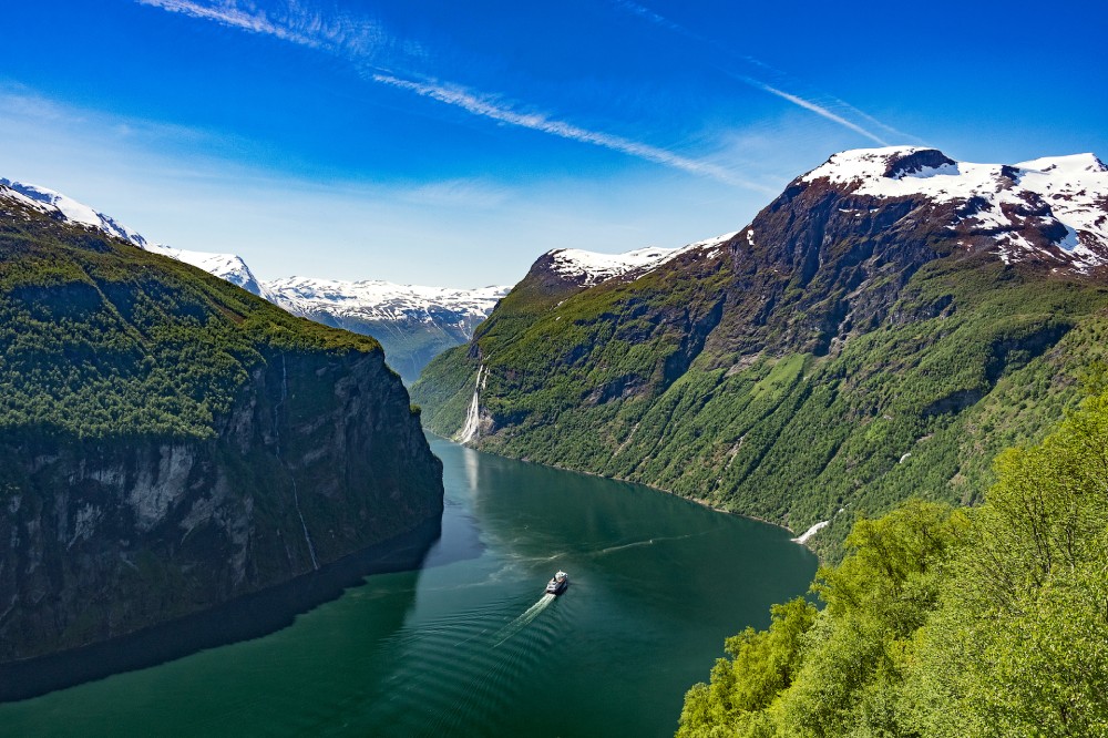 Summer Geiranger and fjord in Norway