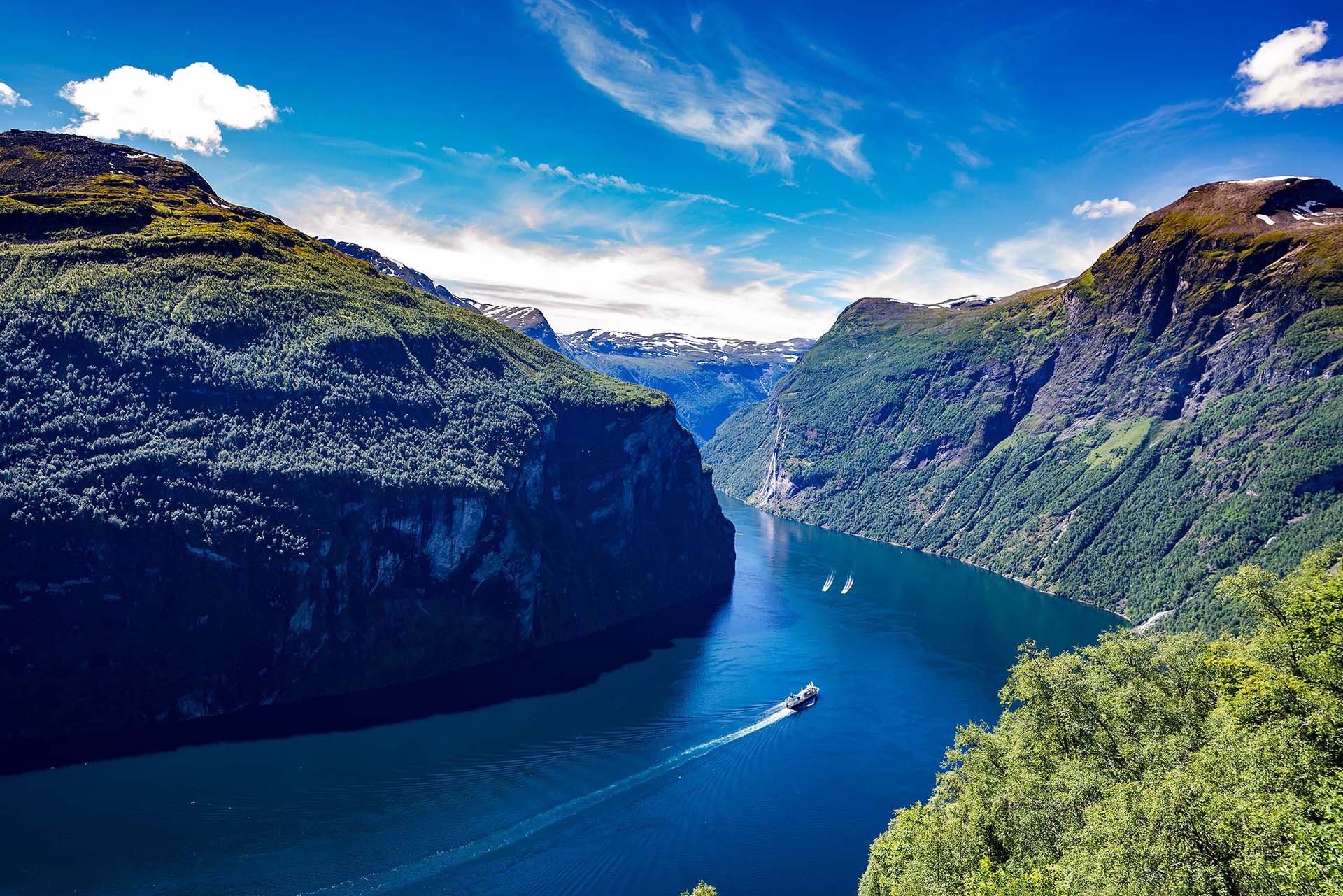 Summer Geiranger and fjord in Norway